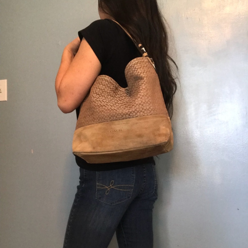 Coach signature shoulder open top tote